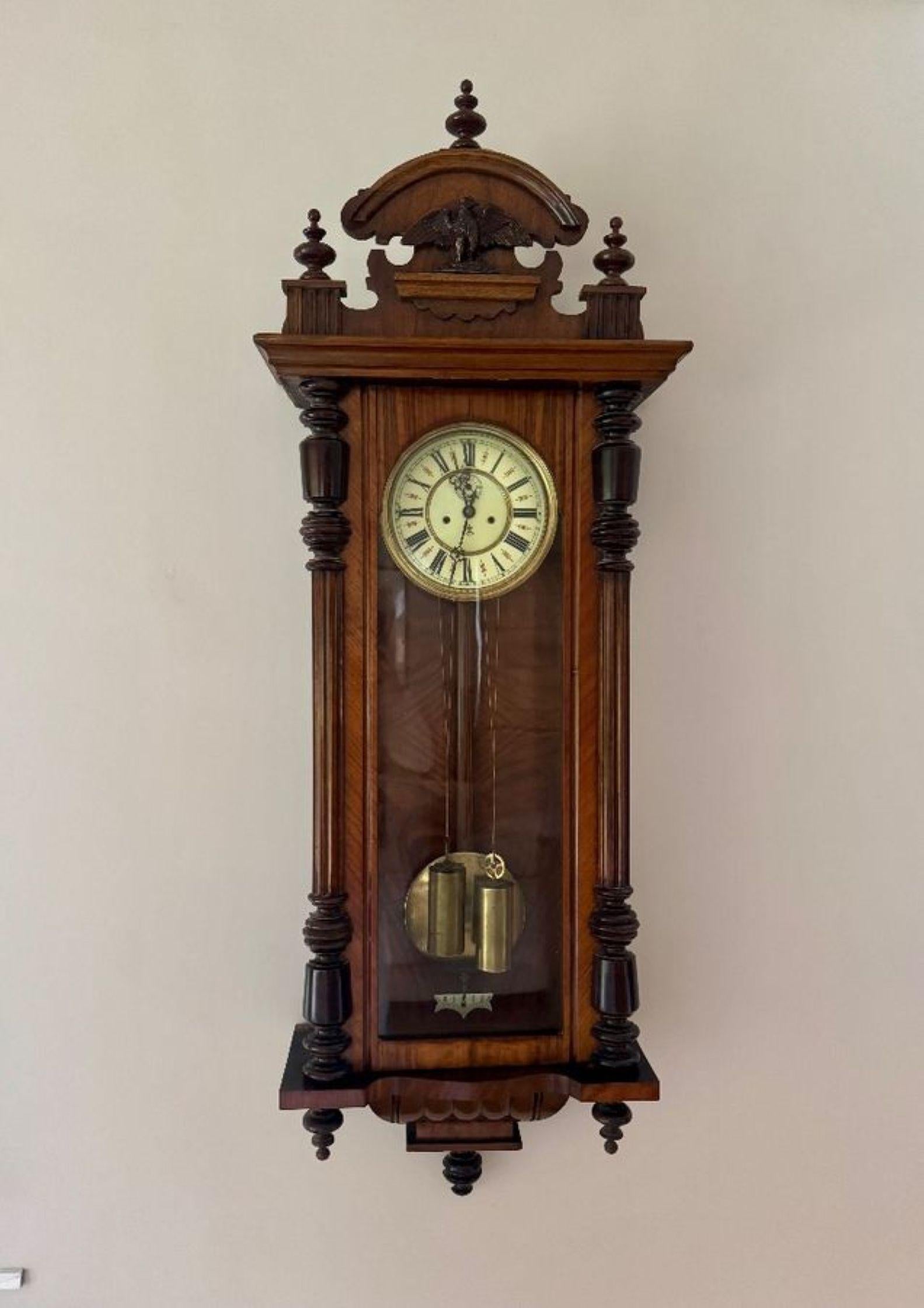 Feine Qualität antiken viktorianischen geschnitzt Nussbaum Wien Doppelgewicht Wanduhr im Angebot 2