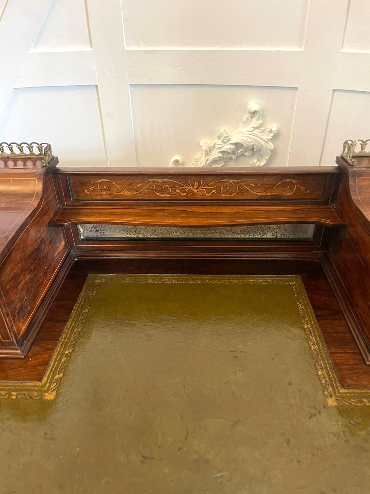 Fine Quality Antique Victorian Freestanding Maple & Co. Inlaid Writing Desk For Sale 10