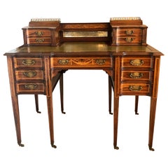 Antique Victorian Freestanding Rosewood Maple & Co. Inlaid Writing Desk