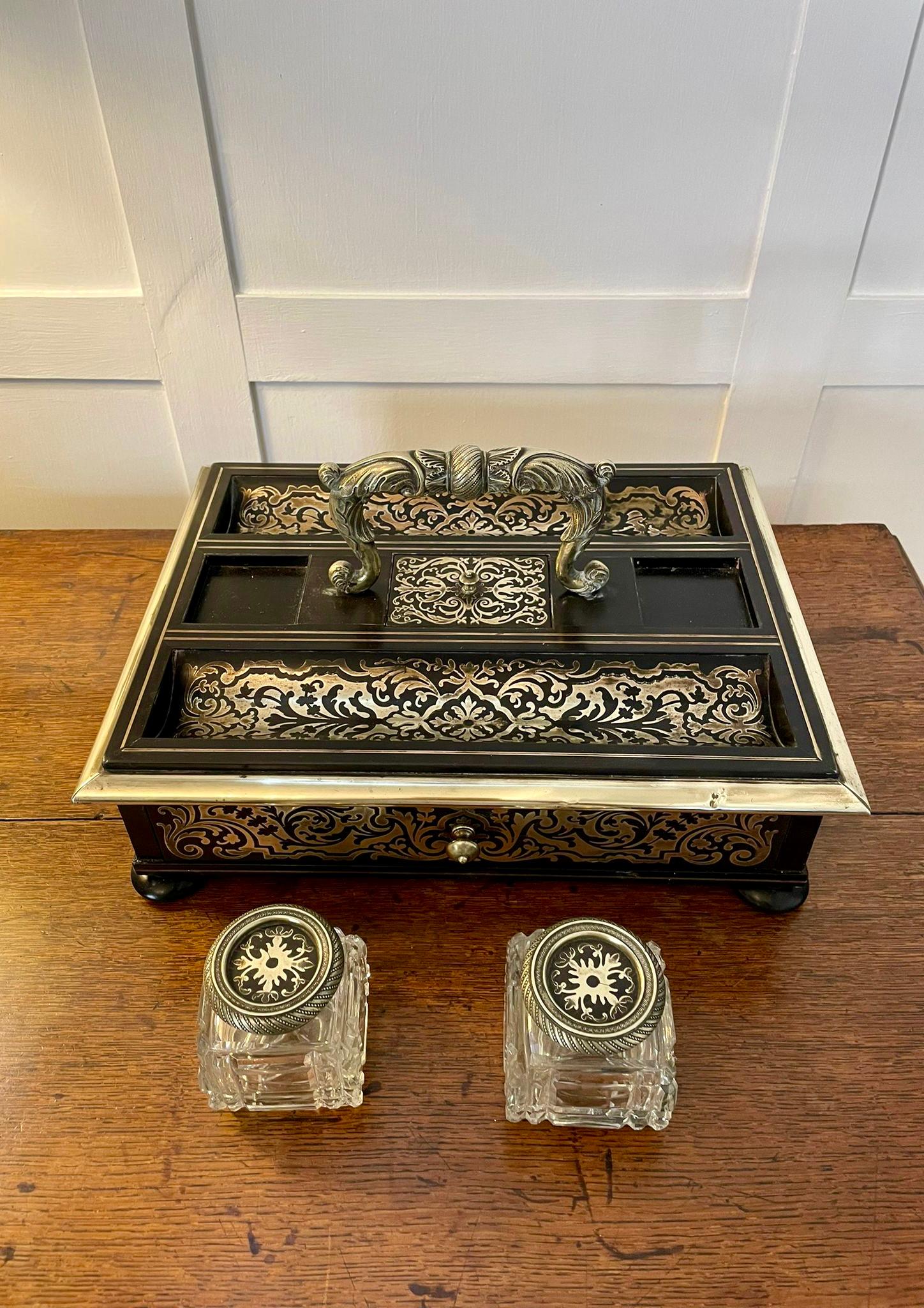 Fine Quality Antique Victorian French Freestanding Inlaid Boulle Desk Set For Sale 6