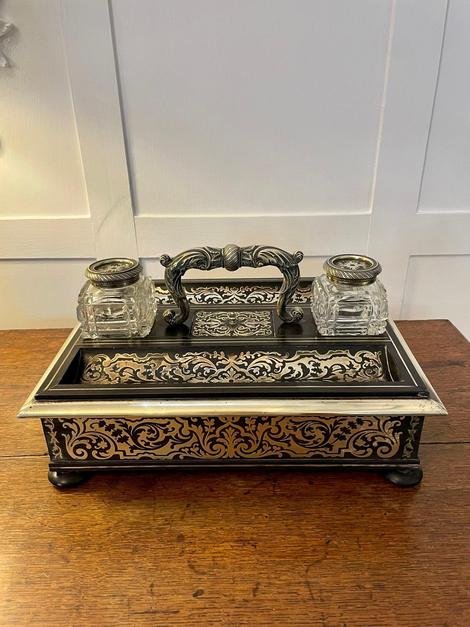 Fine Quality Antique Victorian French Freestanding Inlaid Boulle Desk Set For Sale 8