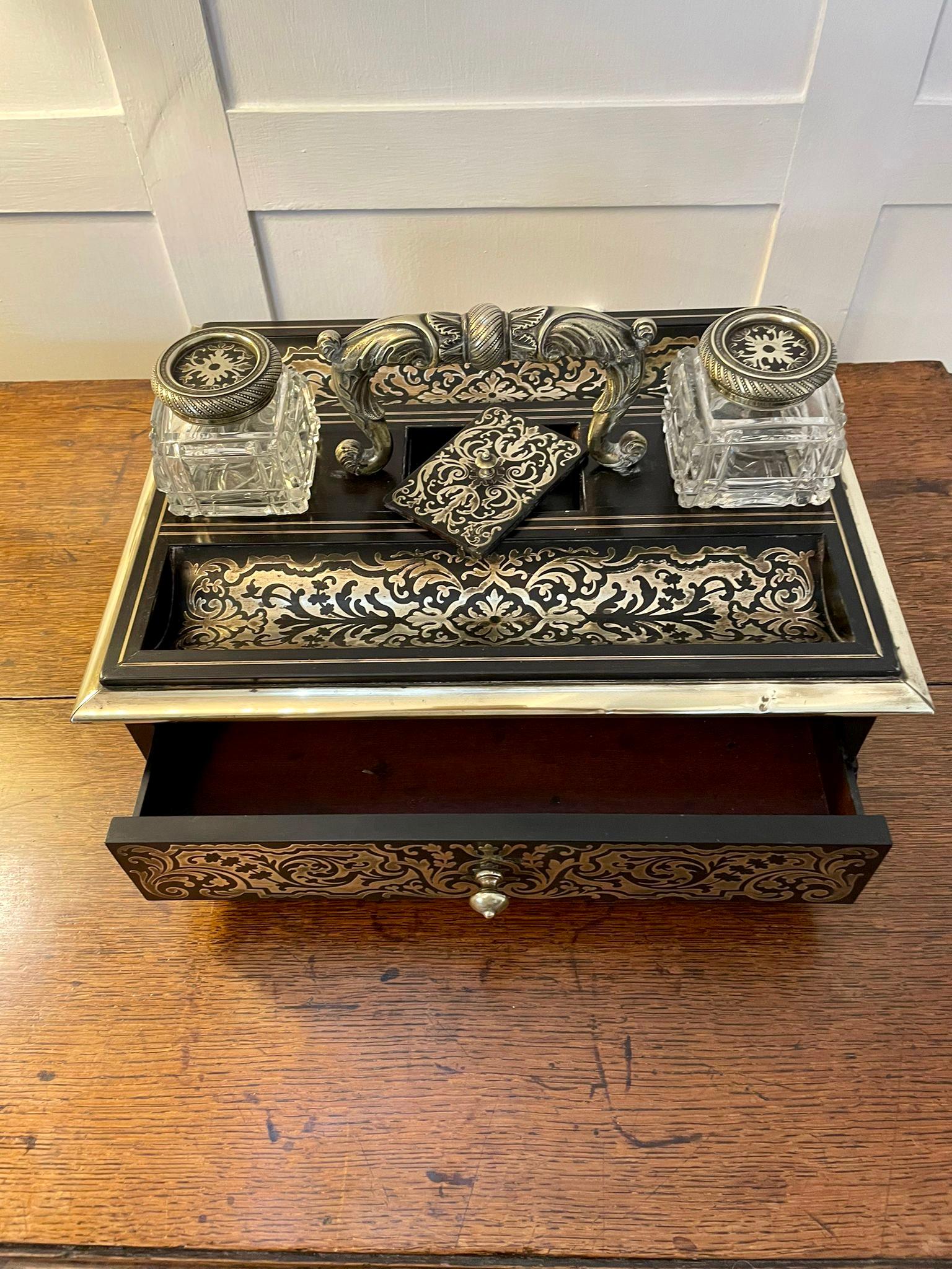 Mid-19th Century Fine Quality Antique Victorian French Freestanding Inlaid Boulle Desk Set For Sale