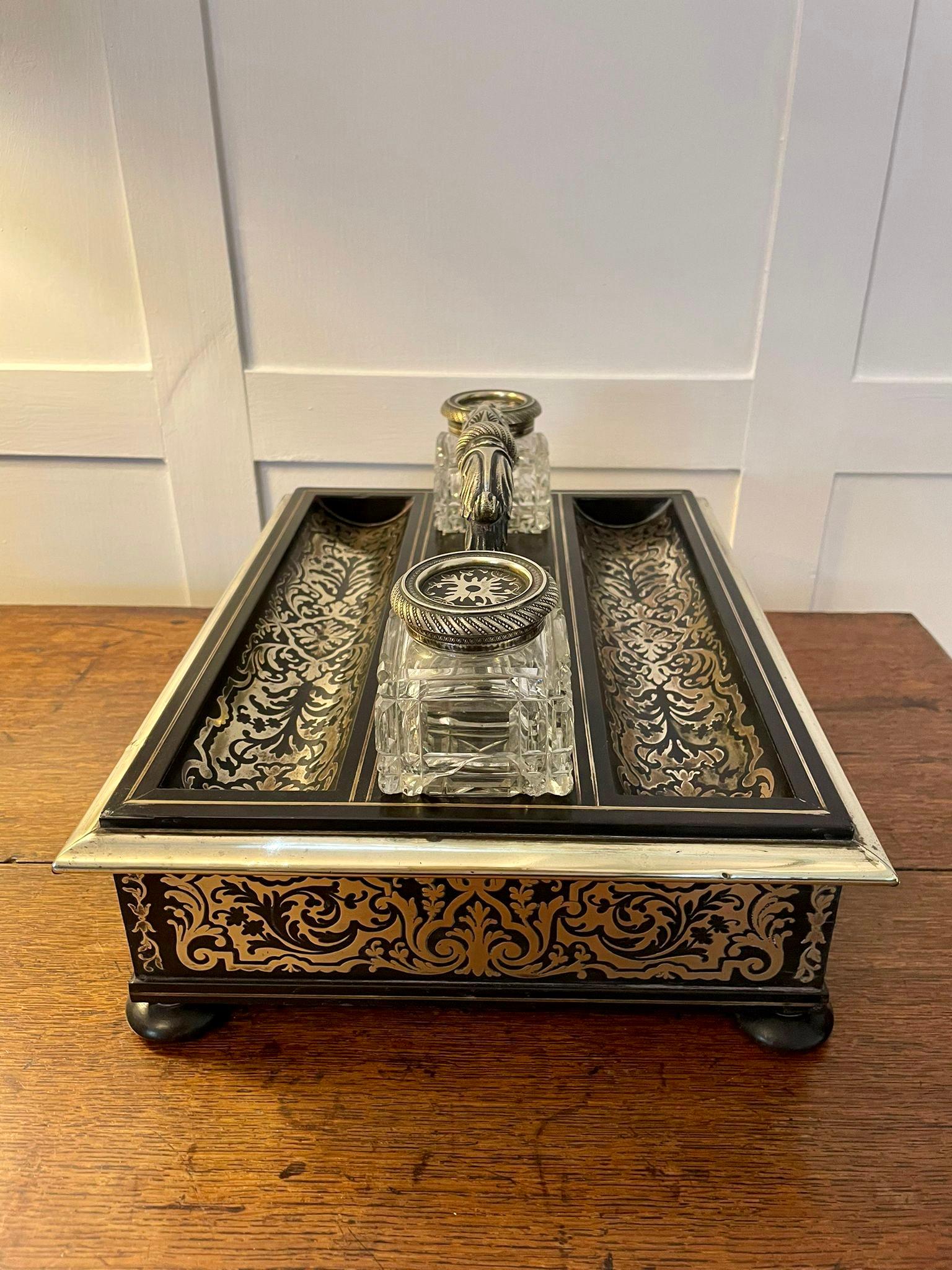Fine Quality Antique Victorian French Freestanding Inlaid Boulle Desk Set For Sale 2