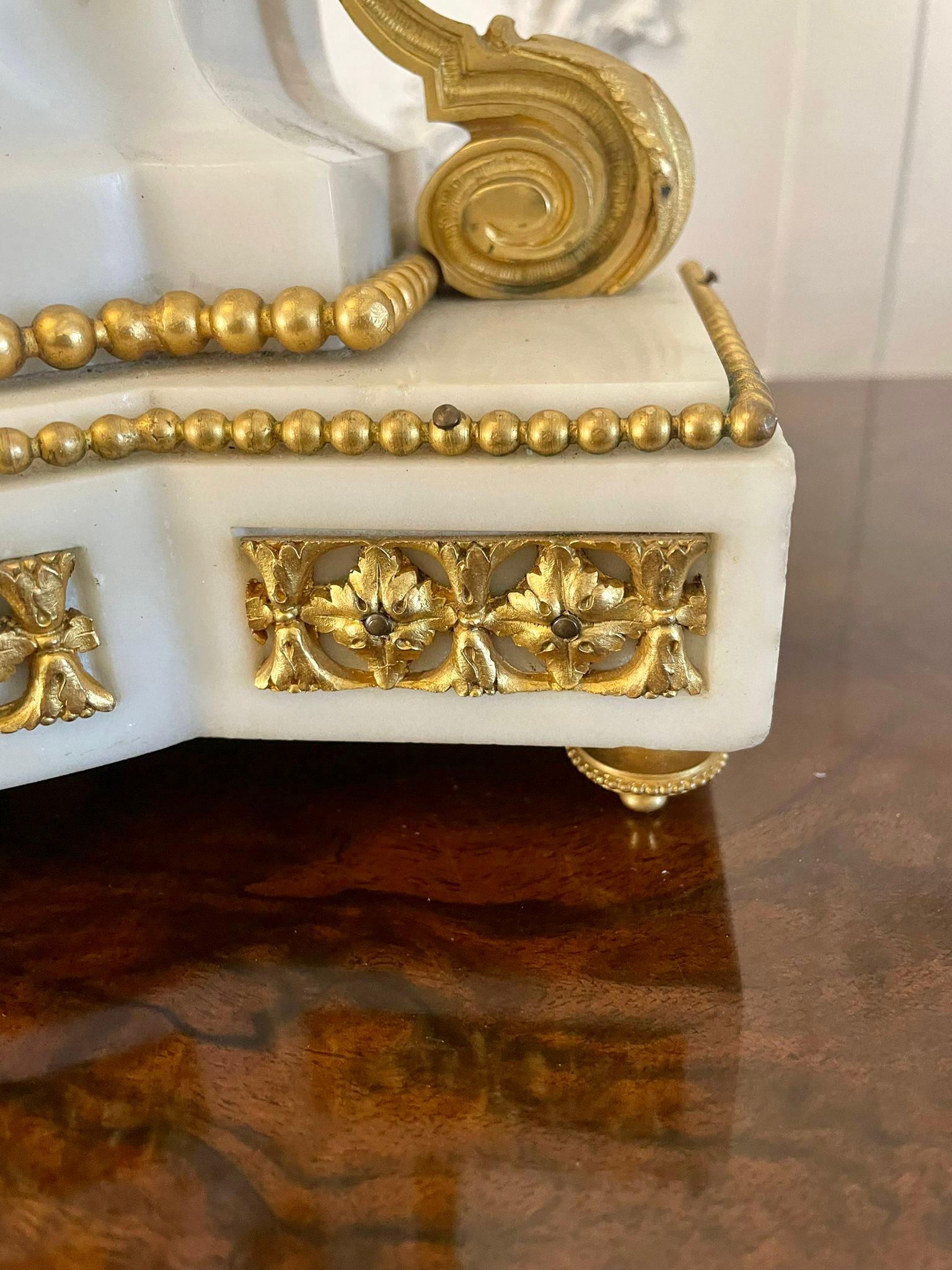 Fine Quality Antique Victorian French Marble and Ormolu Mounted Clock Set 6