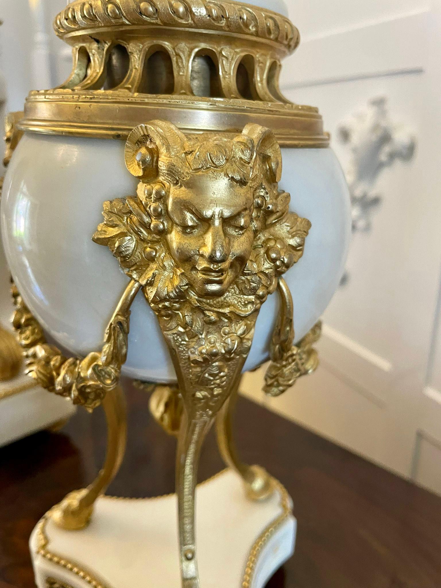 Fine Quality Antique Victorian French Marble and Ormolu Mounted Clock Set 10