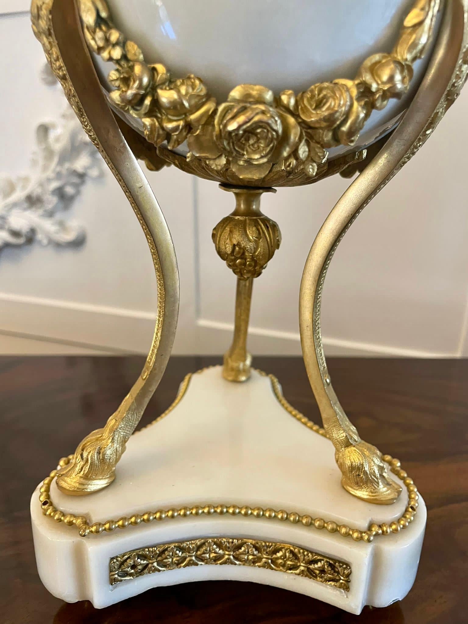 Fine Quality Antique Victorian French Marble and Ormolu Mounted Clock Set 11