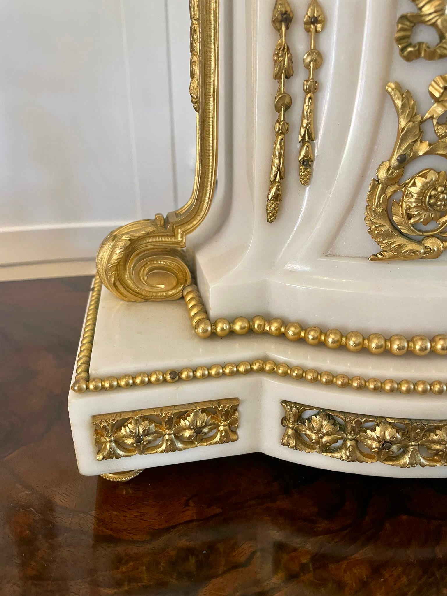 Fine Quality Antique Victorian French Marble and Ormolu Mounted Clock Set 14