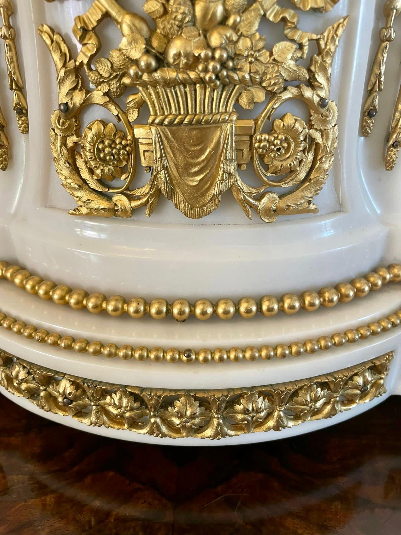 Fine Quality Antique Victorian French Marble and Ormolu Mounted Clock Set 15