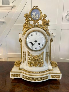 Fine Quality Antique Victorian French Marble and Ormolu Mounted Clock Set