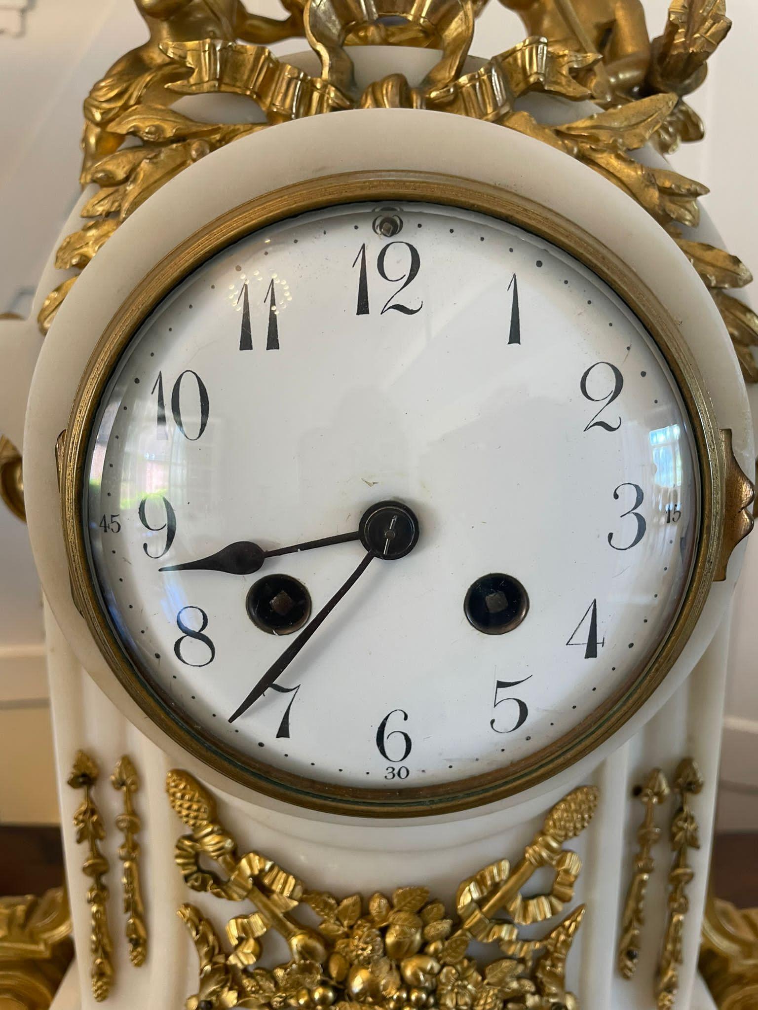 Mid-19th Century Fine Quality Antique Victorian French Marble and Ormolu Mounted Clock Set