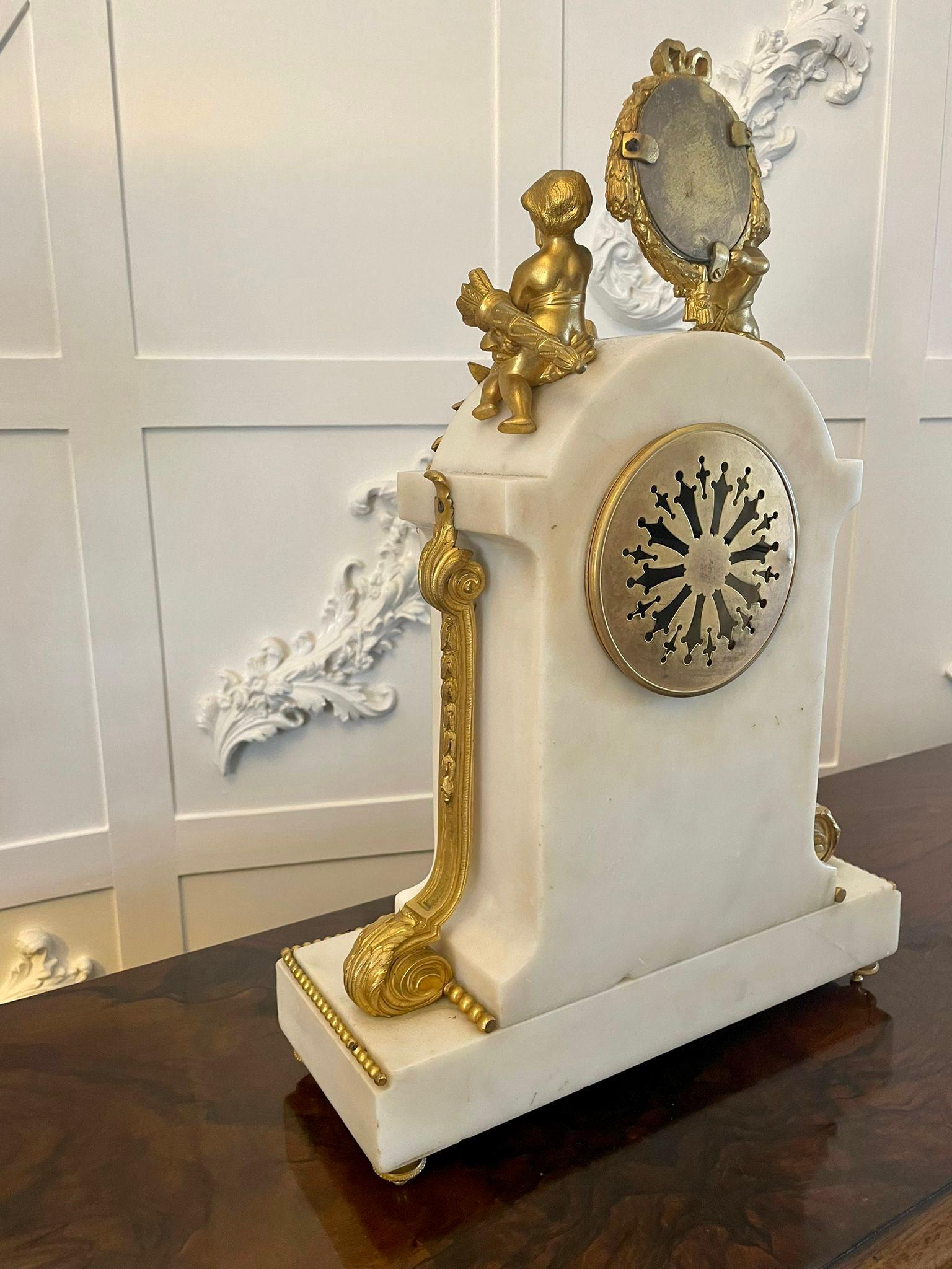 Fine Quality Antique Victorian French Marble and Ormolu Mounted Clock Set 3