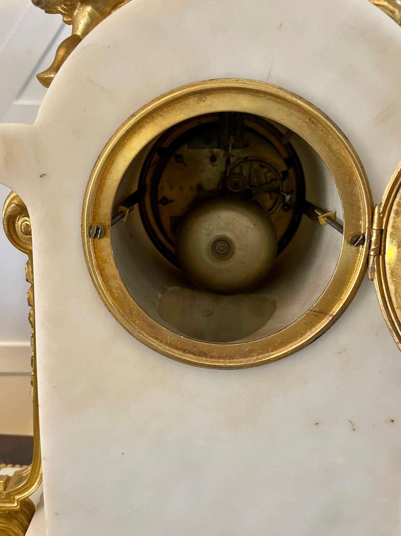 Fine Quality Antique Victorian French Marble and Ormolu Mounted Clock Set 4