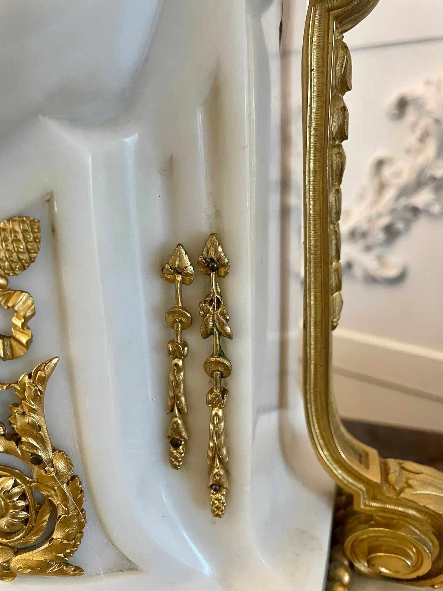 Fine Quality Antique Victorian French Marble and Ormolu Mounted Clock Set 5