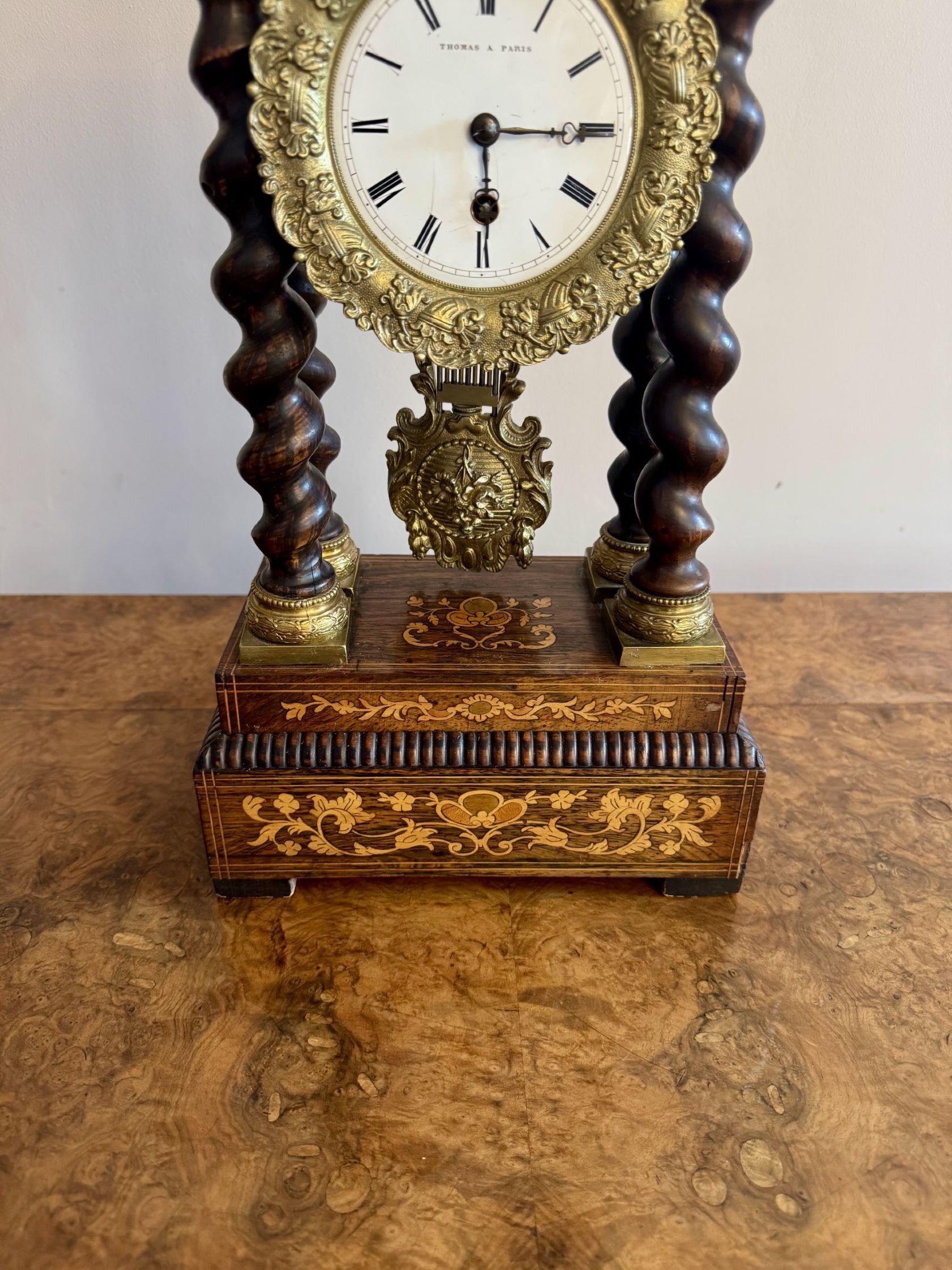 Marqueterie Orologio da portico francese vittoriano di alta qualità in vendita