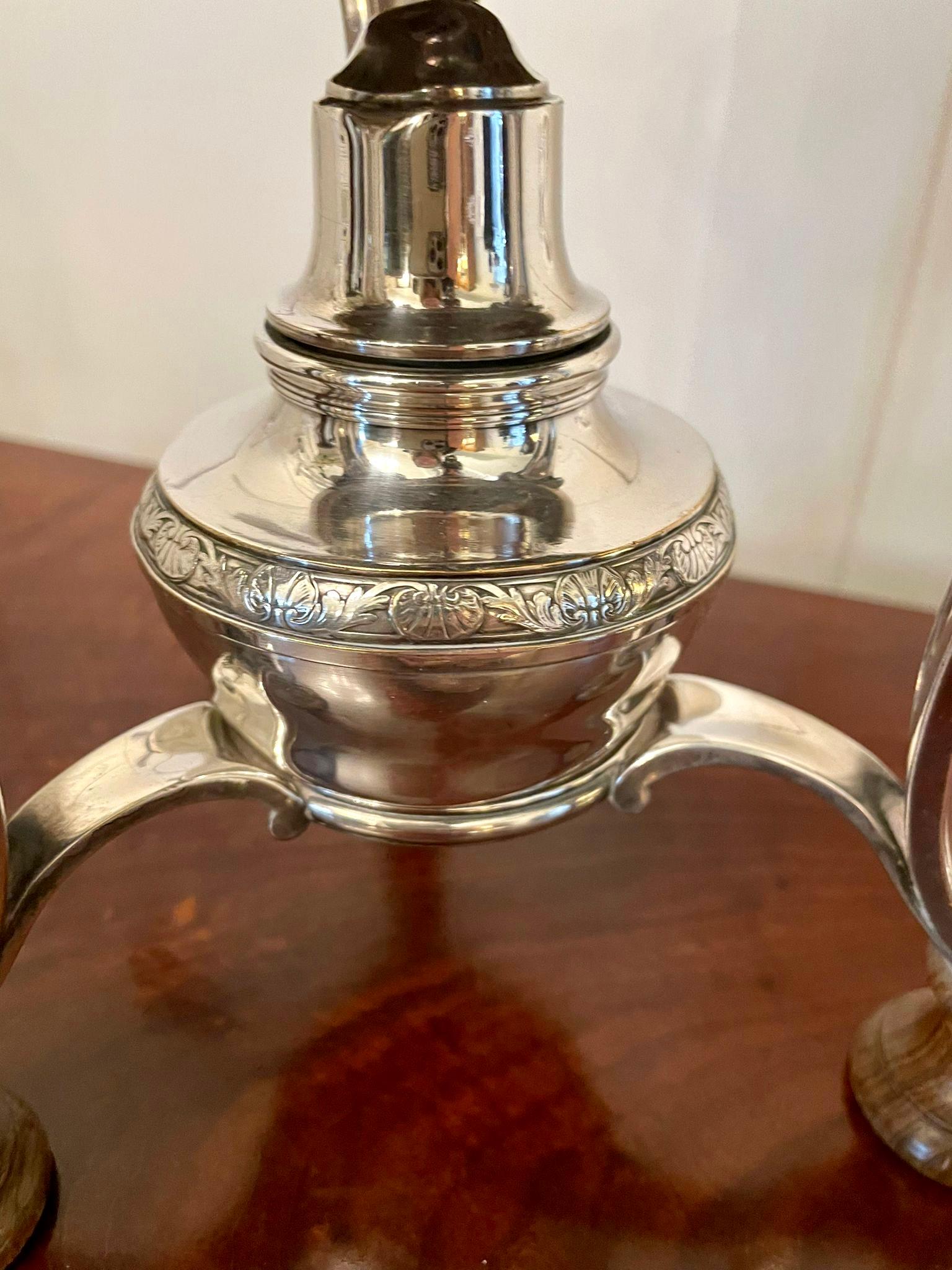 Sterling Silver Fine Quality Antique Victorian French Silver Plated Tea Urn by Risler and Carré For Sale