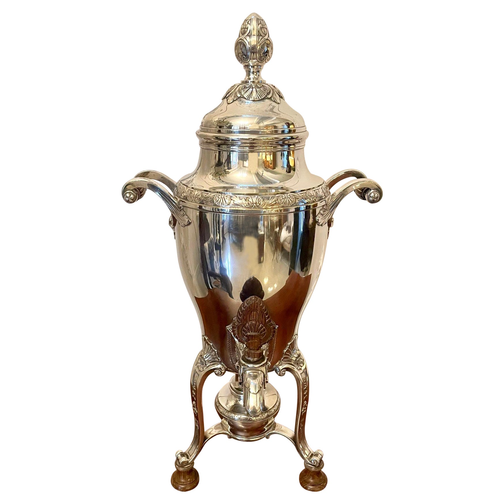 Urne à thé française ancienne de qualité en métal argenté de l'époque victorienne par Risler and Carr