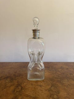 Fine quality antique Victorian hourglass silver collar decanter