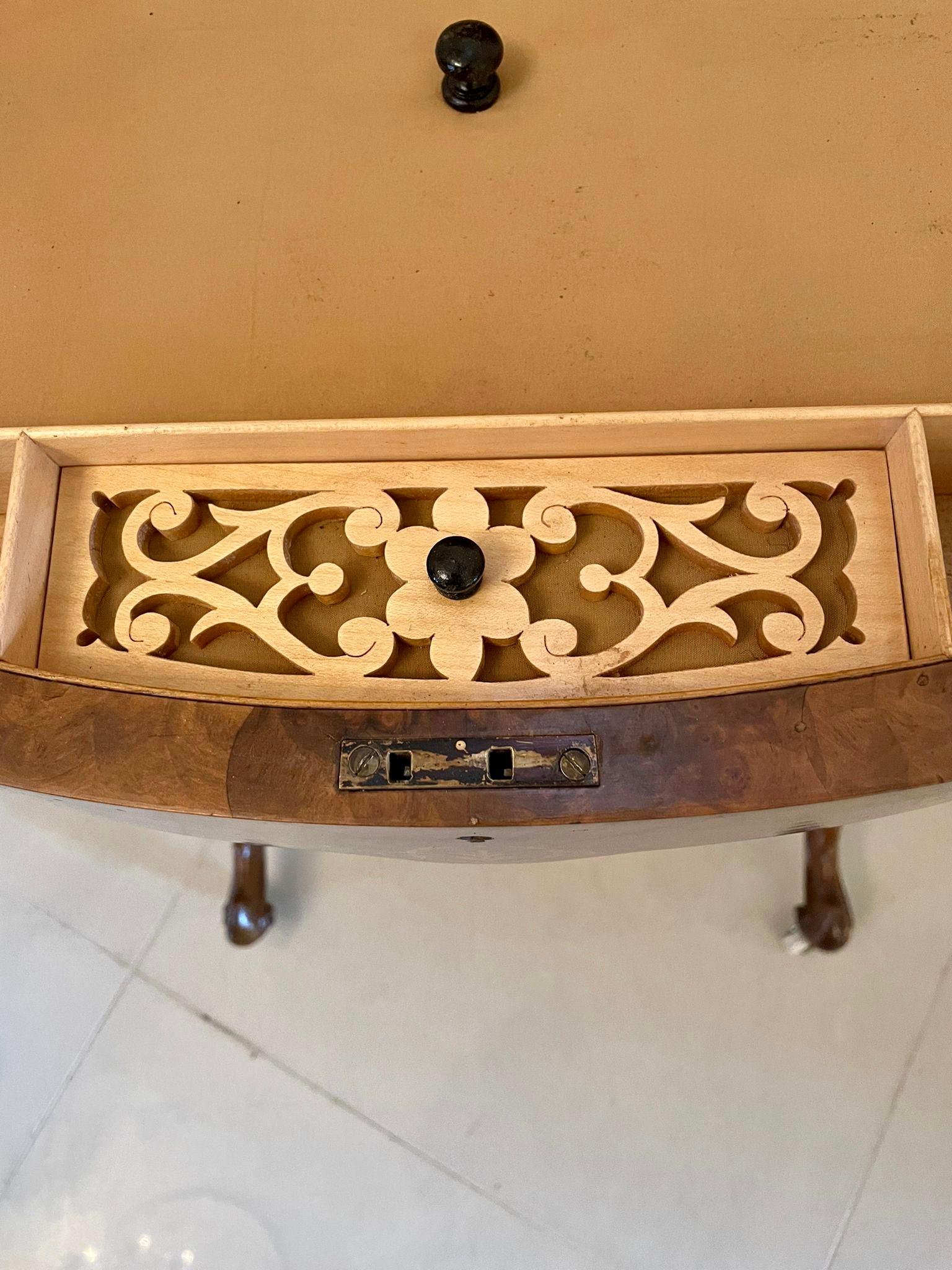 Fine Quality Antique Victorian Inlaid Burr Walnut Oval Work Table 3