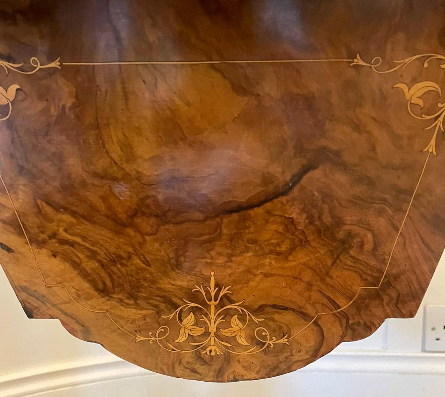 Fine Quality Antique Victorian Inlaid Burr Walnut Oval Work Table 7