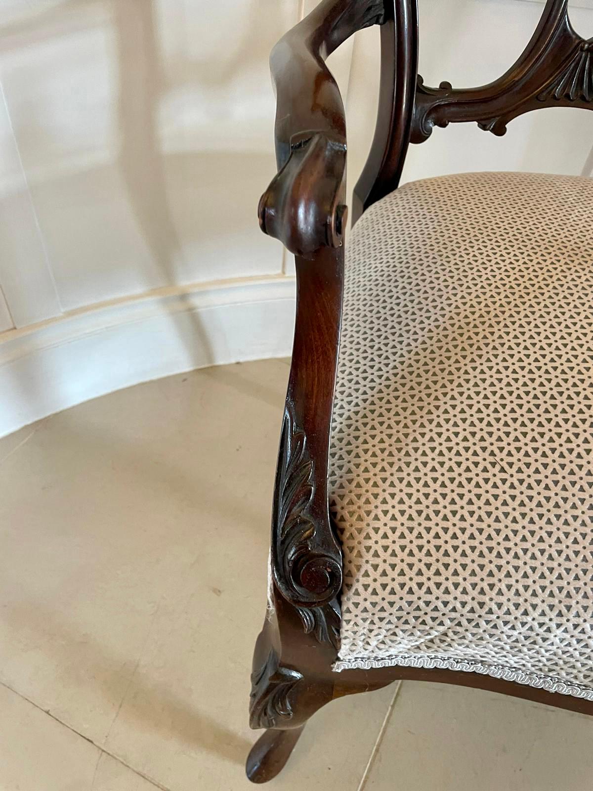 Fine Quality Antique Victorian Mahogany Carved Arm/Desk Chair For Sale 5