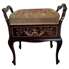 Fine quality Vintage Victorian mahogany inlaid freestanding piano stool