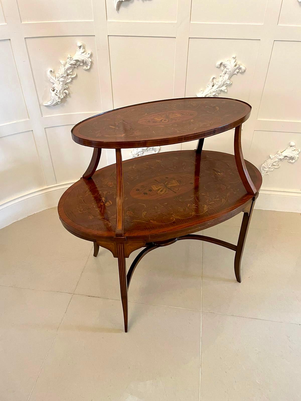 Inlay Fine Quality Antique Victorian Mahogany Marquetry Inlaid Two-Tier Etagere