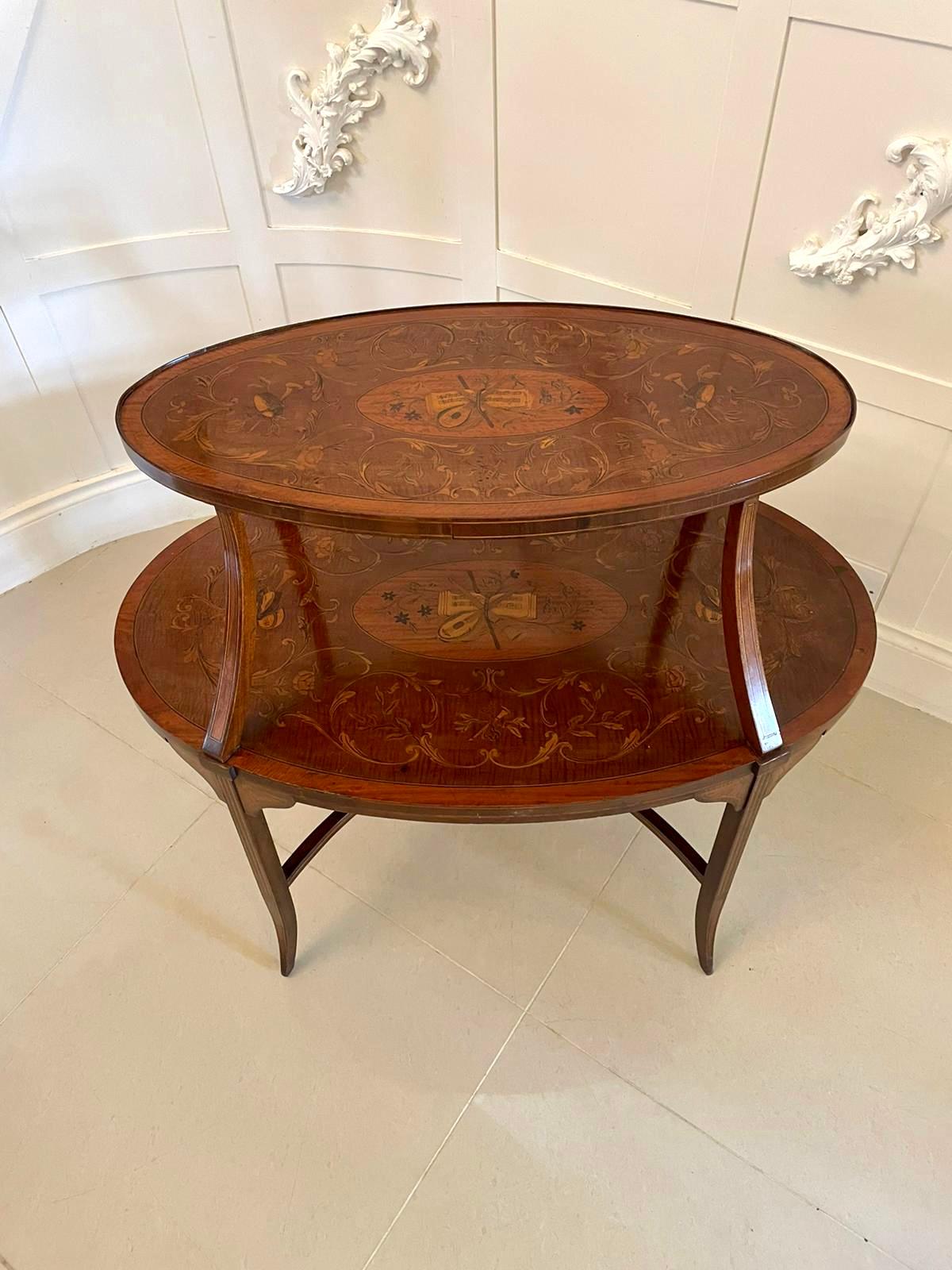 Fine Quality Antique Victorian Mahogany Marquetry Inlaid Two-Tier Etagere In Good Condition For Sale In Suffolk, GB