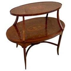 Fine Quality Antique Victorian Mahogany Marquetry Inlaid Two-Tier Etagere