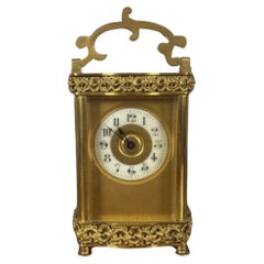 Fine quality antique Victorian ornate brass French carriage clock