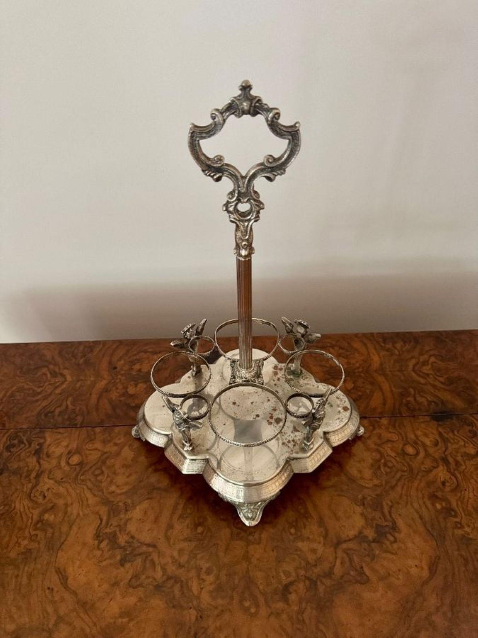 British Fine quality antique Victorian ornate silver plated cruet set For Sale