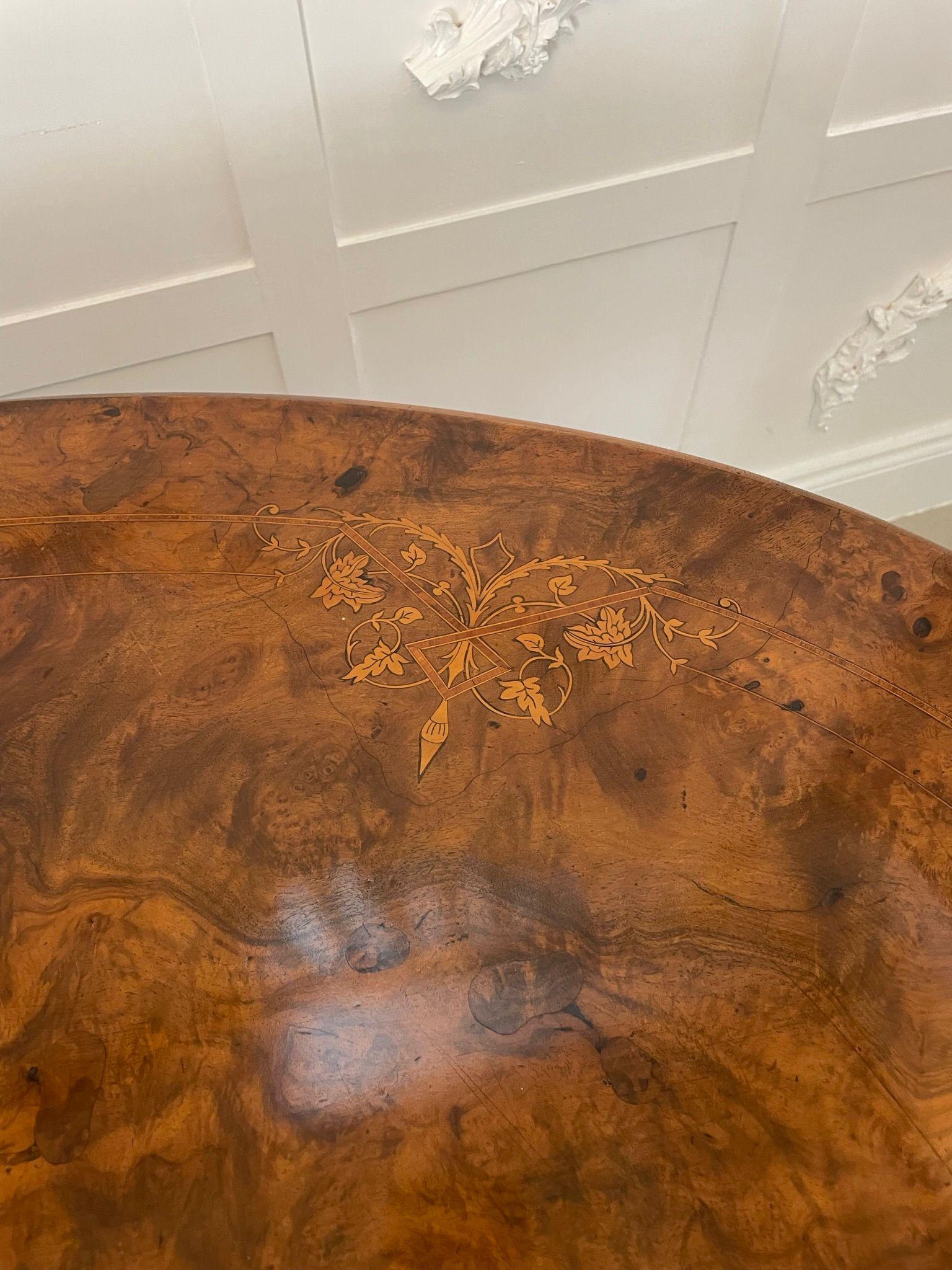 Fine Quality Antique Victorian Oval Inlaid Burr Walnut Centre Table 5