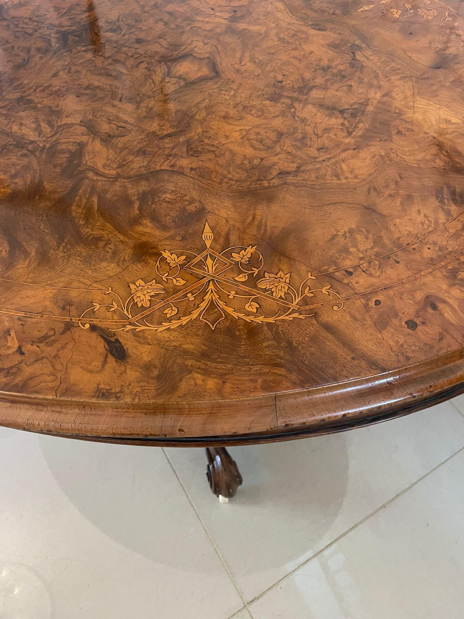 Fine Quality Antique Victorian Oval Inlaid Burr Walnut Centre Table 9