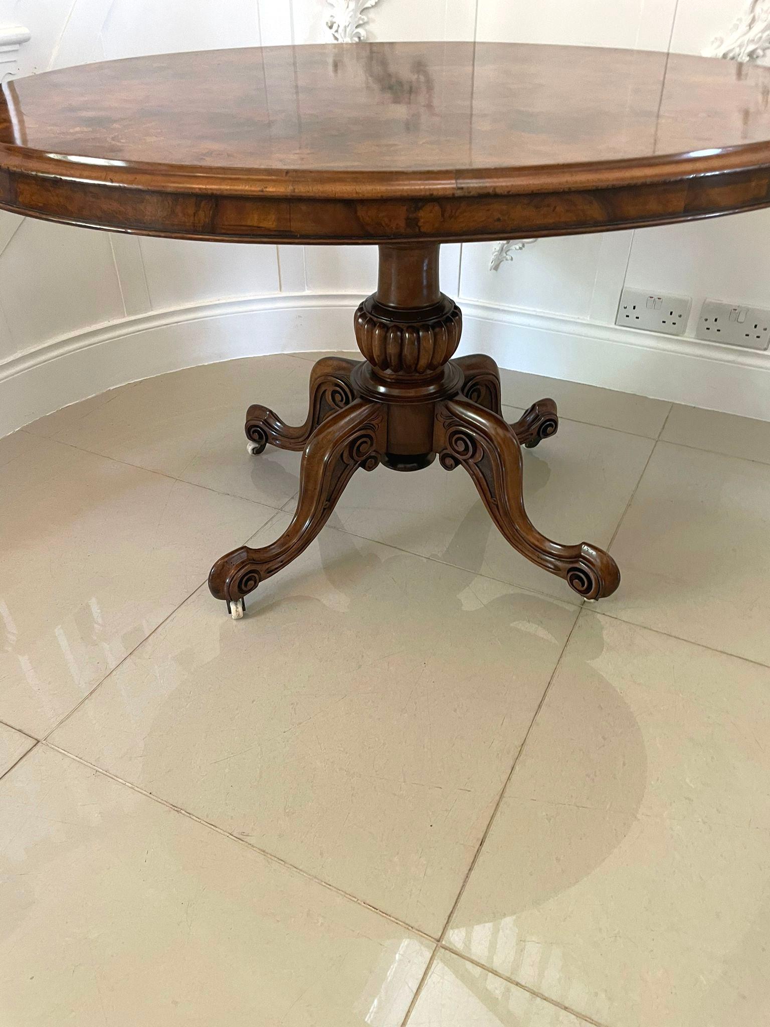 Fine Quality Antique Victorian Oval Inlaid Burr Walnut Centre Table In Good Condition In Suffolk, GB