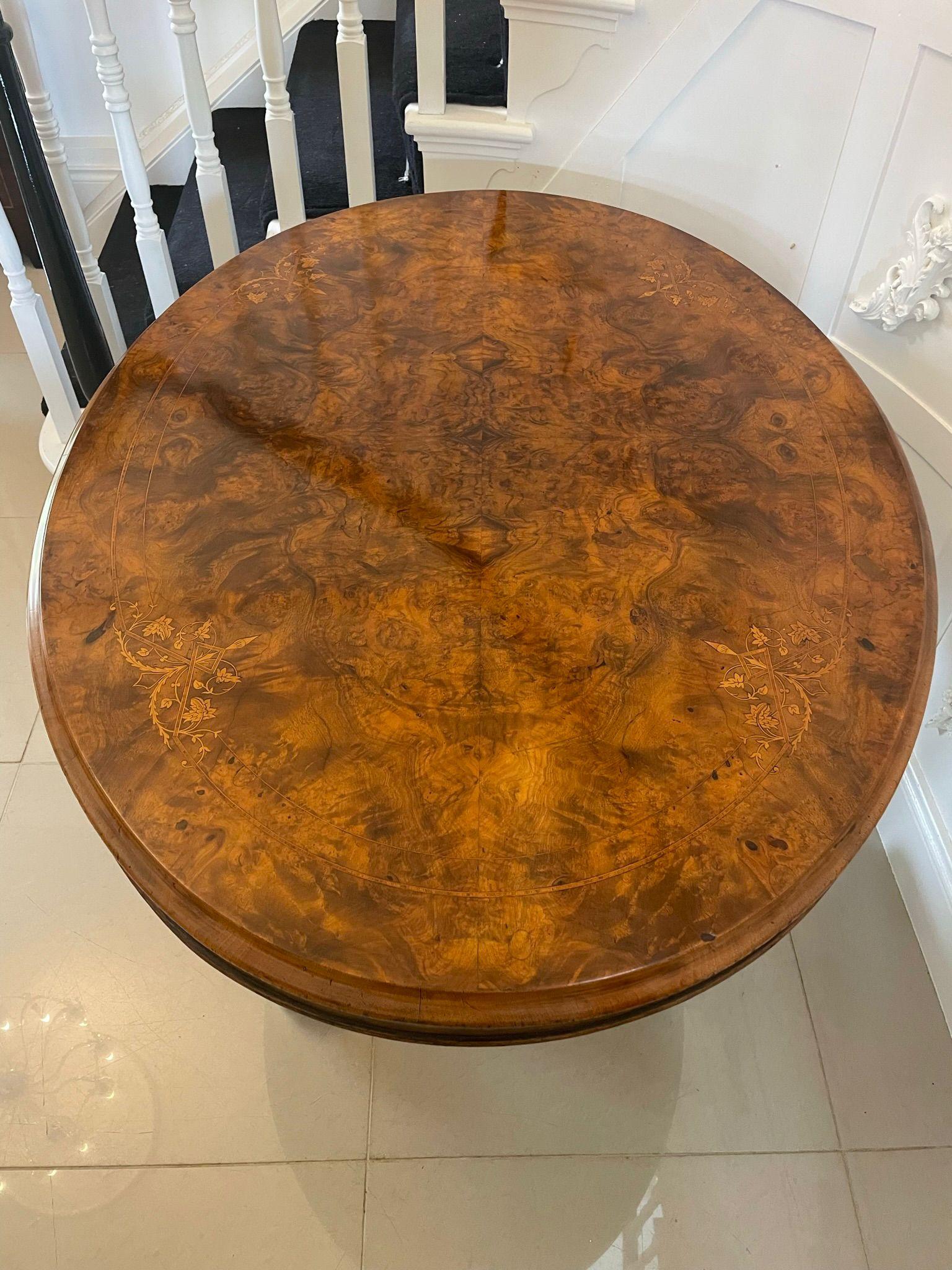 Fine Quality Antique Victorian Oval Inlaid Burr Walnut Centre Table 2