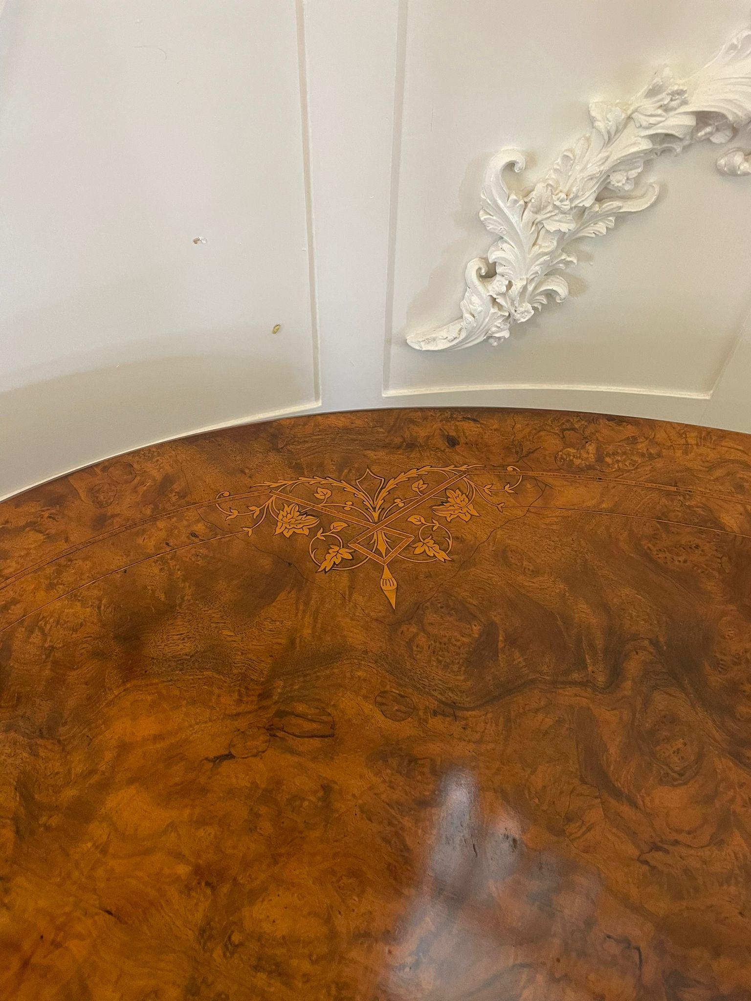 Fine Quality Antique Victorian Oval Inlaid Burr Walnut Centre Table 4