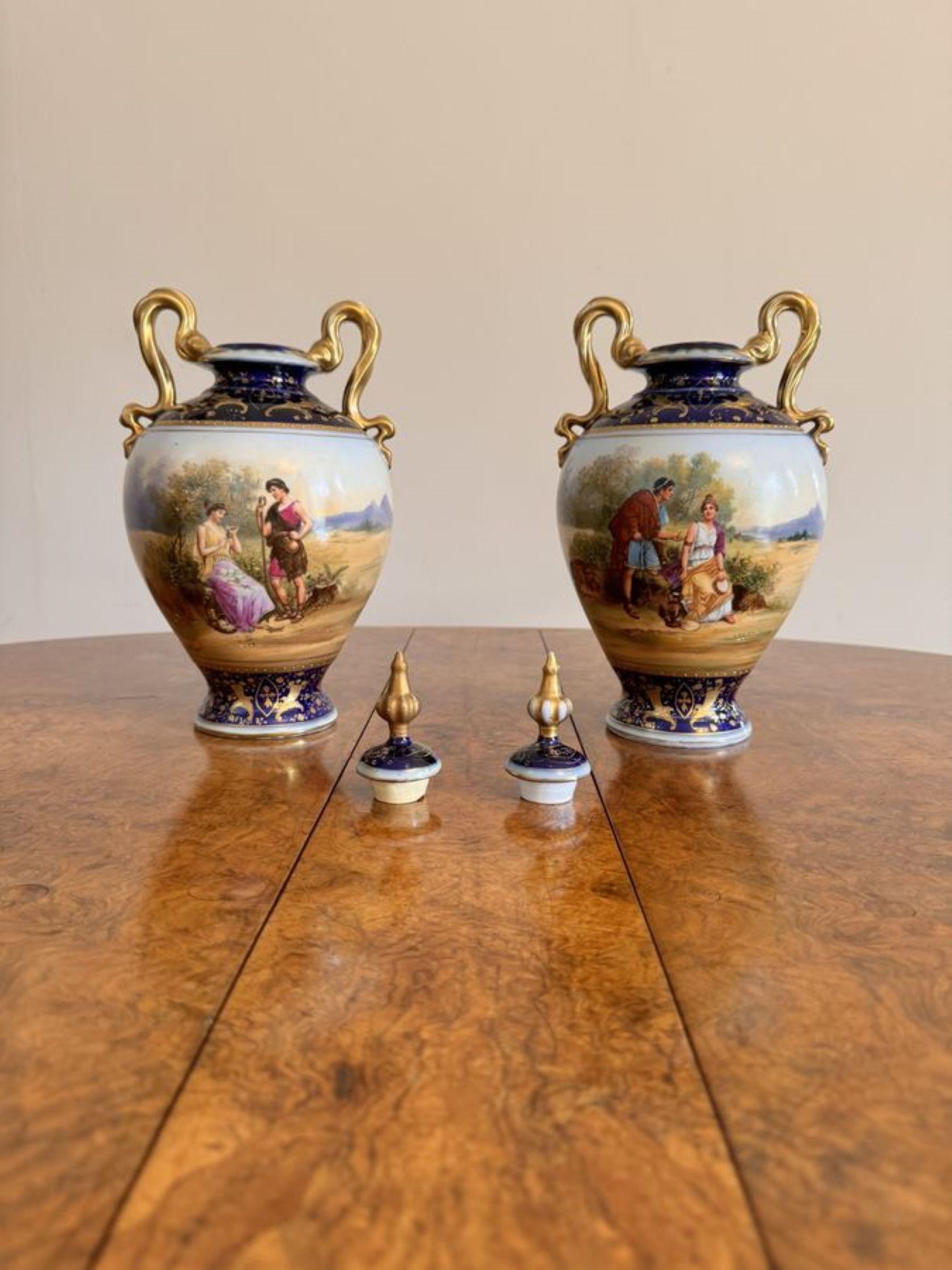 Fine quality antique Victorian Royal Vienna vase garniture For Sale 4