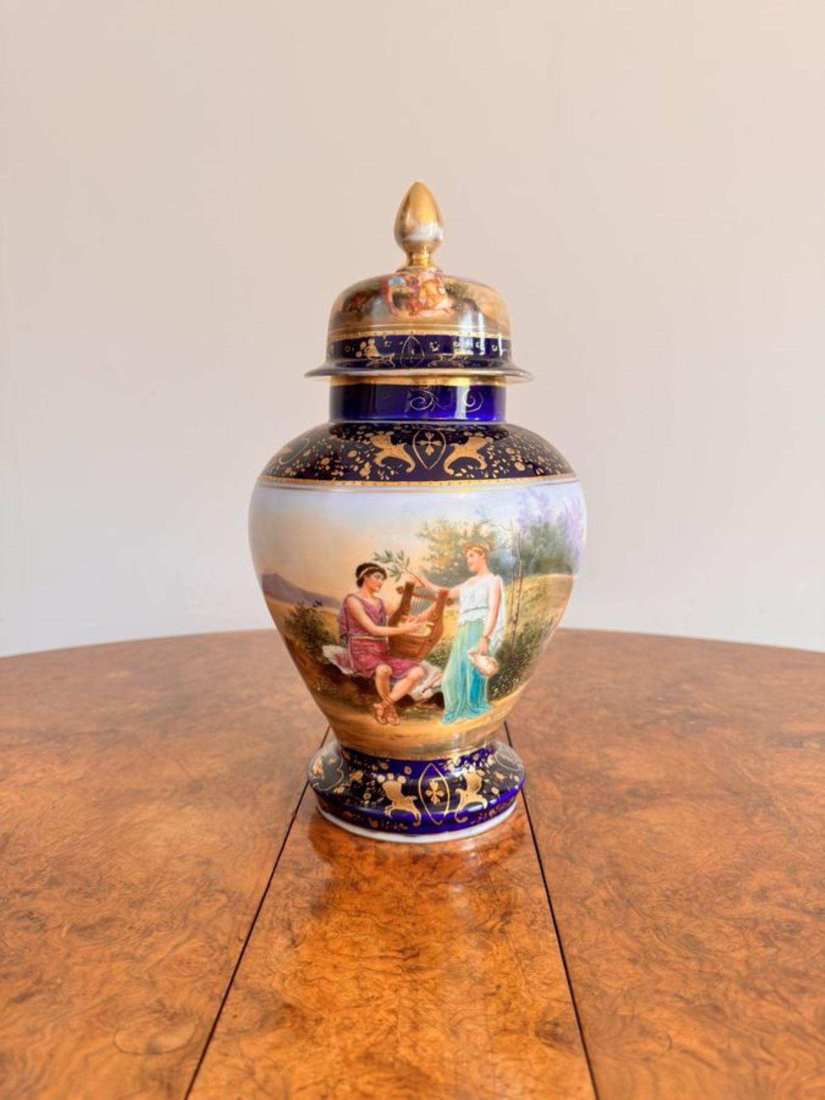 19th Century Fine quality antique Victorian Royal Vienna vase garniture For Sale