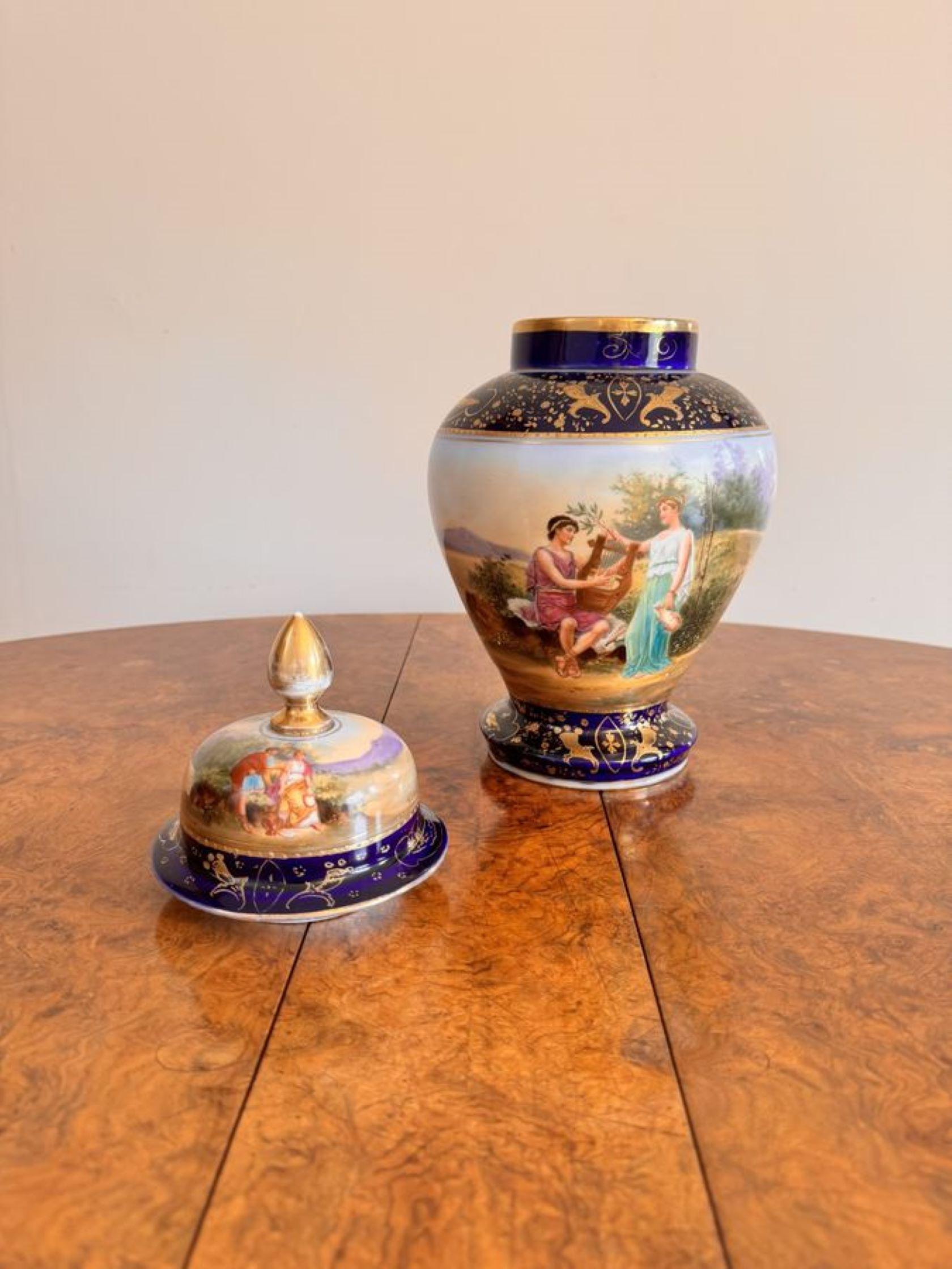 Porcelain Fine quality antique Victorian Royal Vienna vase garniture For Sale