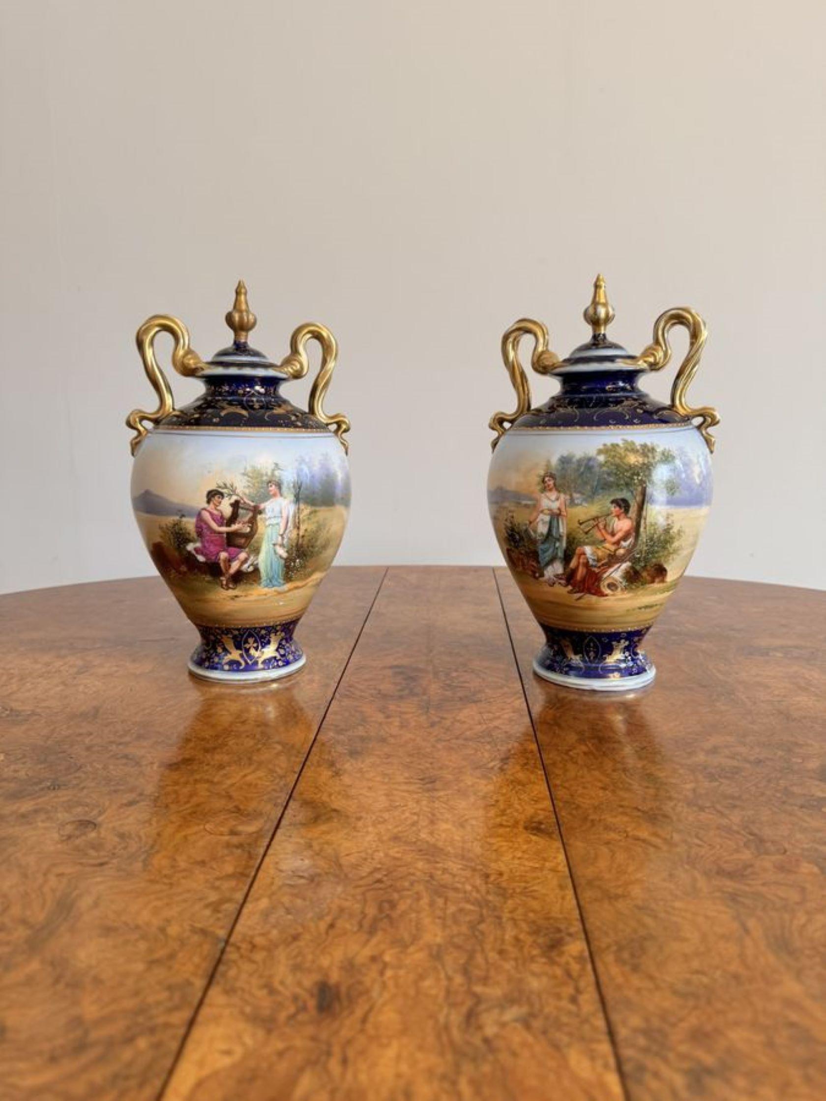 Fine quality antique Victorian Royal Vienna vase garniture For Sale 2