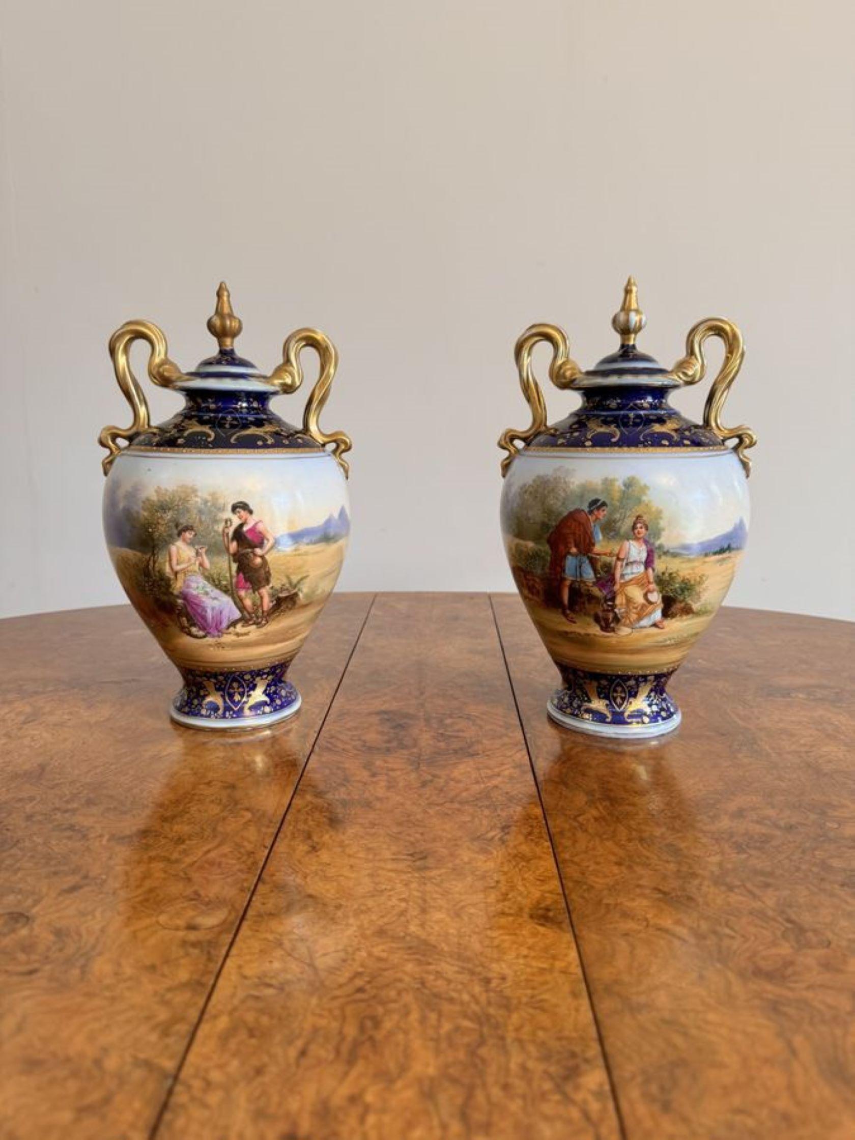Fine quality antique Victorian Royal Vienna vase garniture For Sale 3