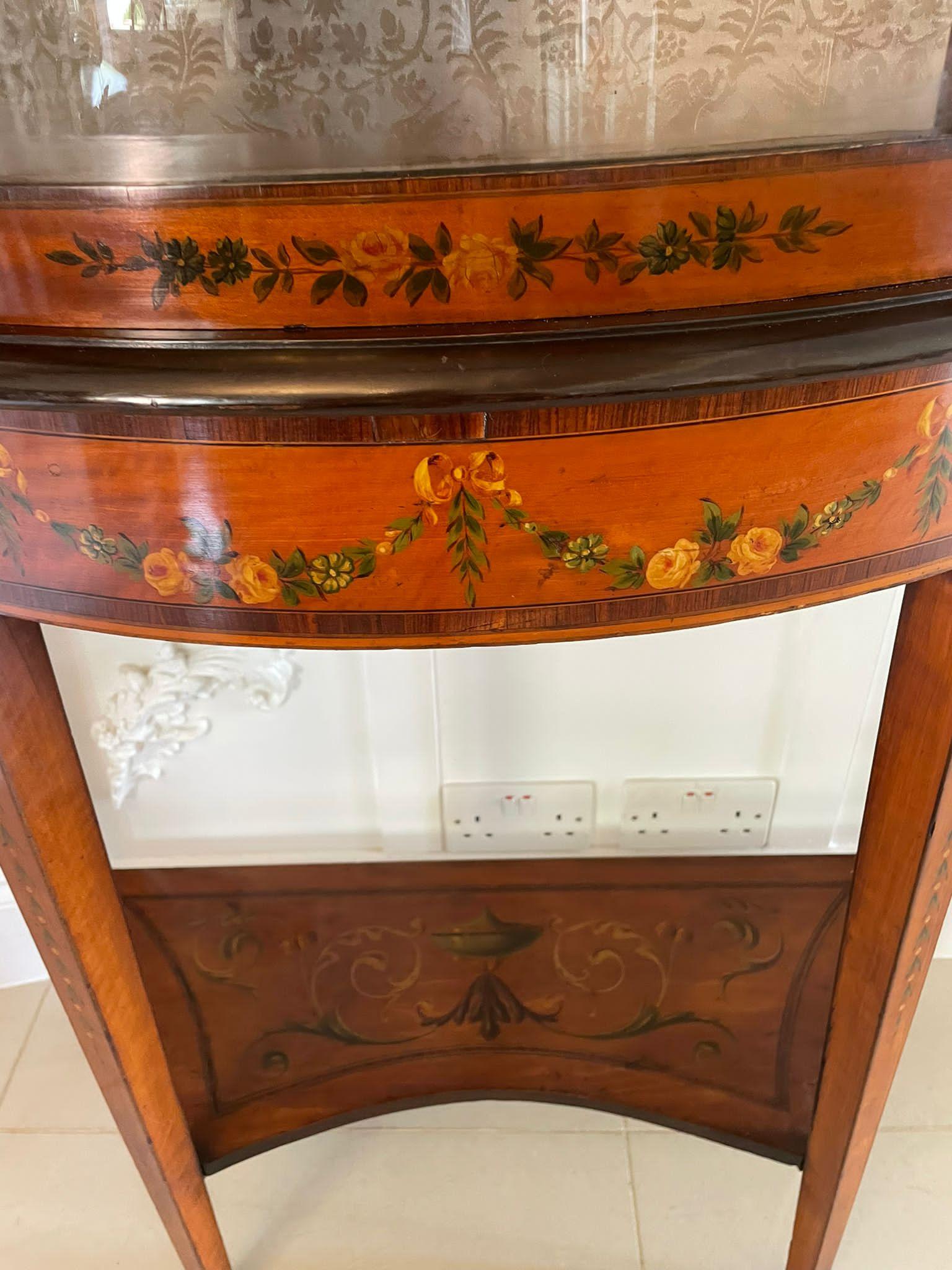 Fine Quality Antique Victorian Satinwood Display Cabinet For Sale 5