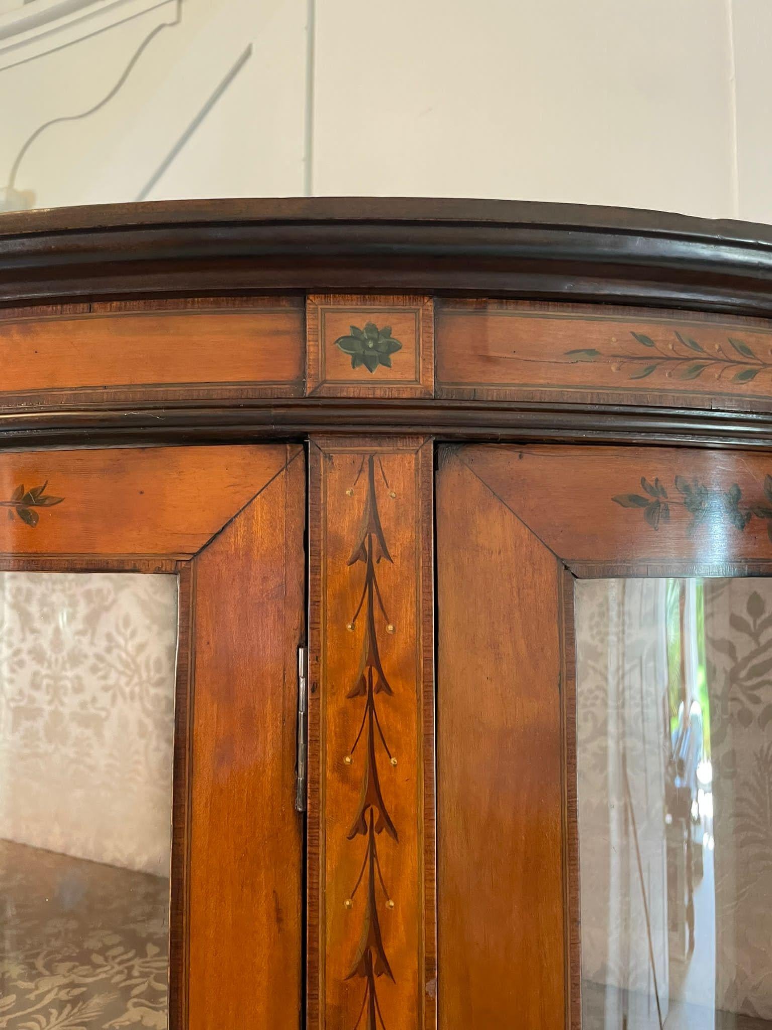 Late 19th Century Fine Quality Antique Victorian Satinwood Display Cabinet For Sale