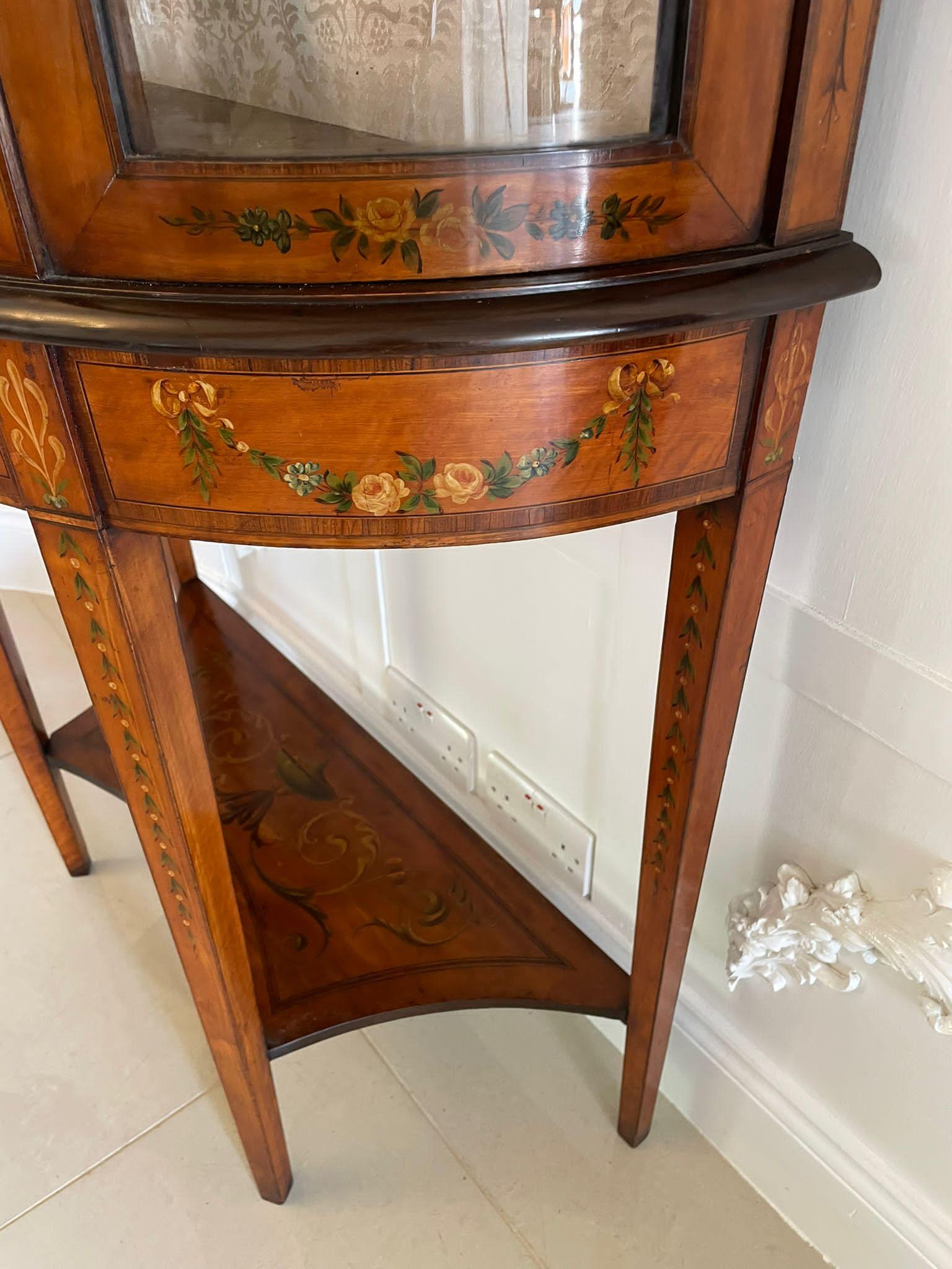 Fine Quality Antique Victorian Satinwood Display Cabinet For Sale 3