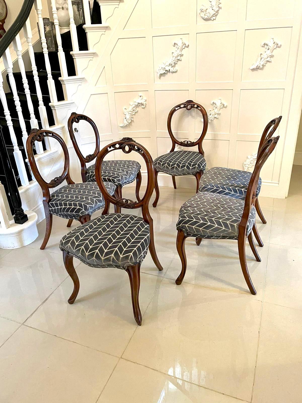 Early Victorian Fine Quality Antique Victorian Set of Six Walnut Dining Chairs For Sale