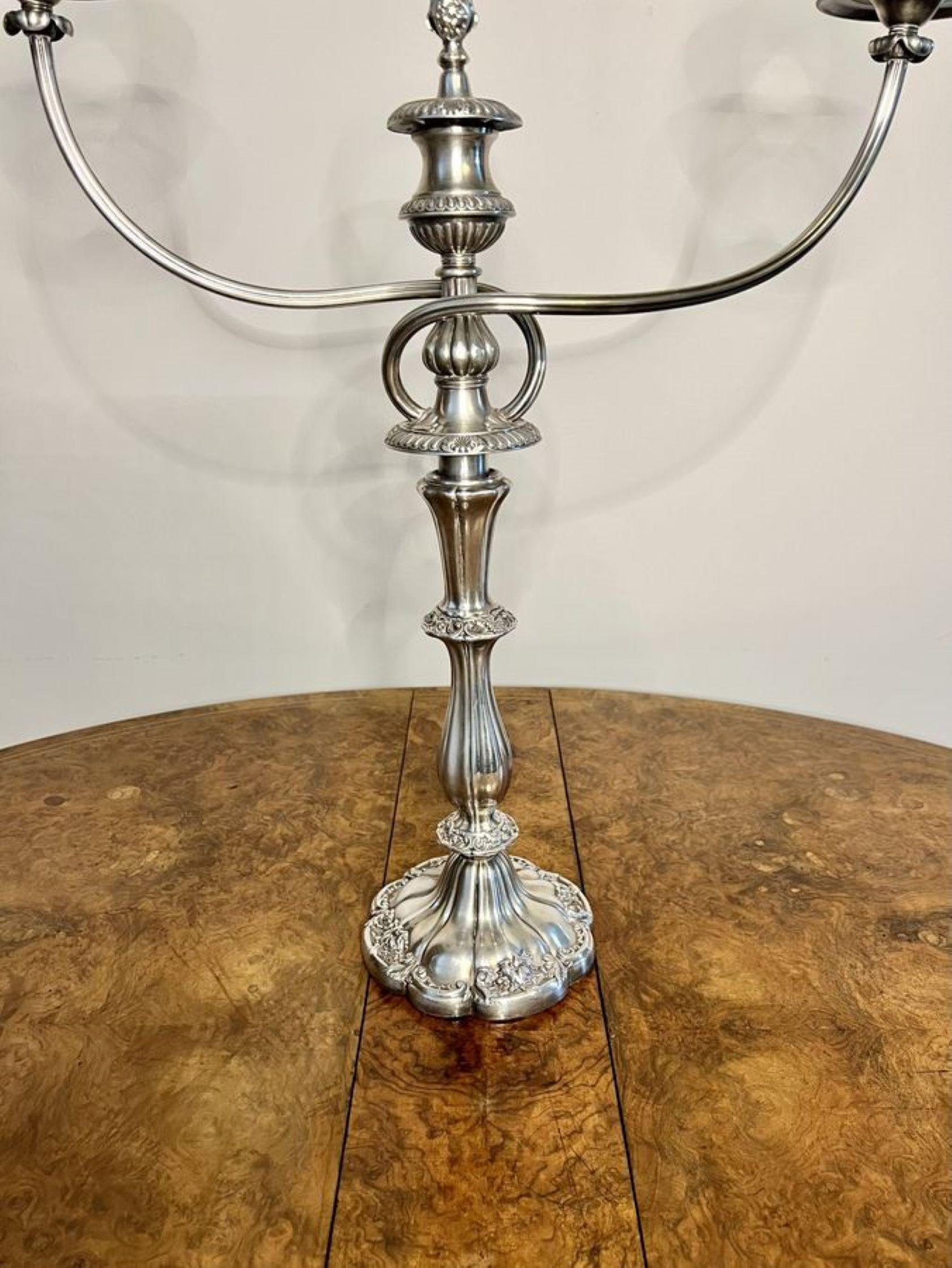 19th Century Fine quality antique Victorian silver plated candelabra For Sale