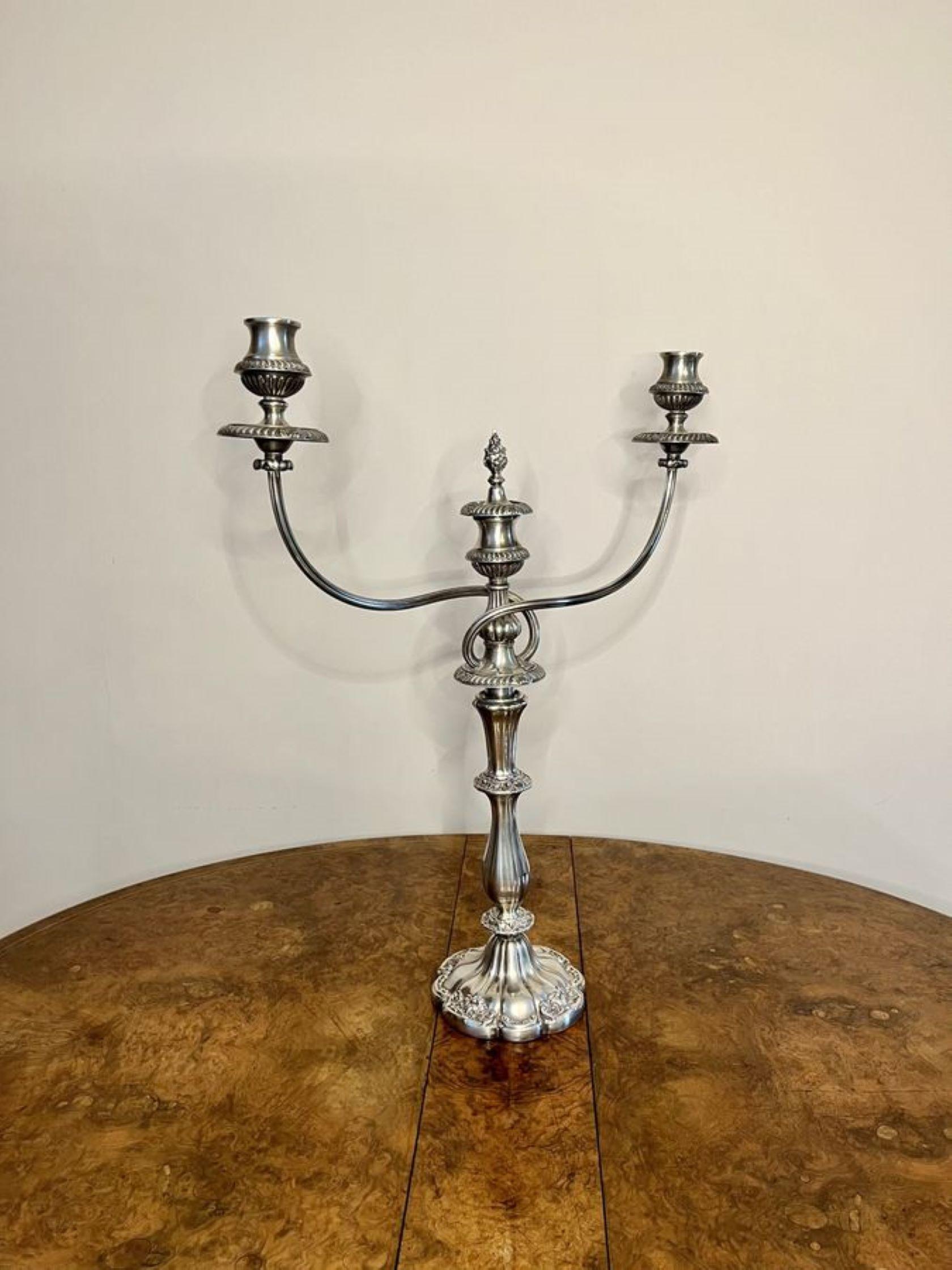 Silver Plate Fine quality antique Victorian silver plated candelabra For Sale