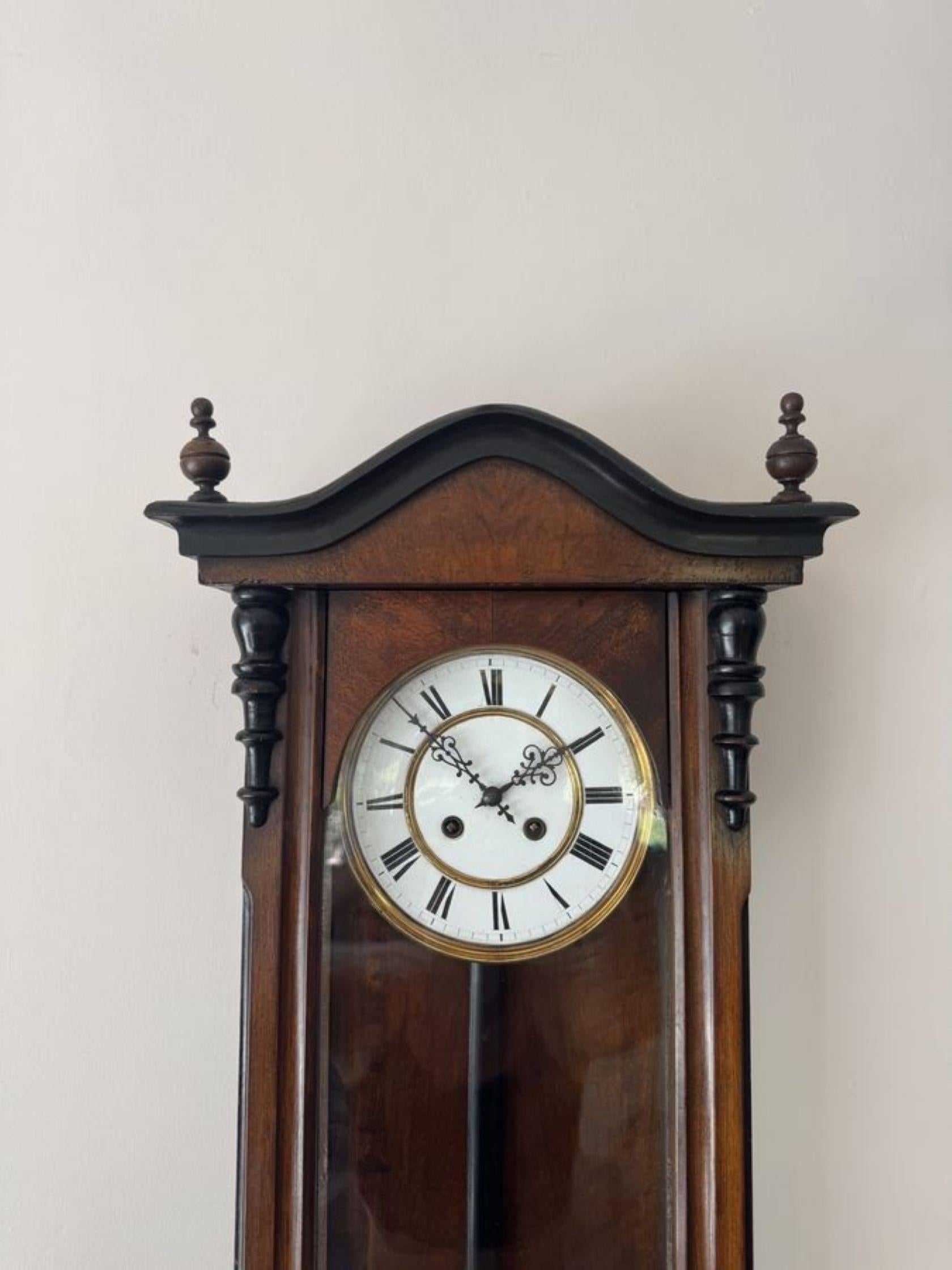19th Century Fine quality antique Victorian walnut cased wall clock For Sale