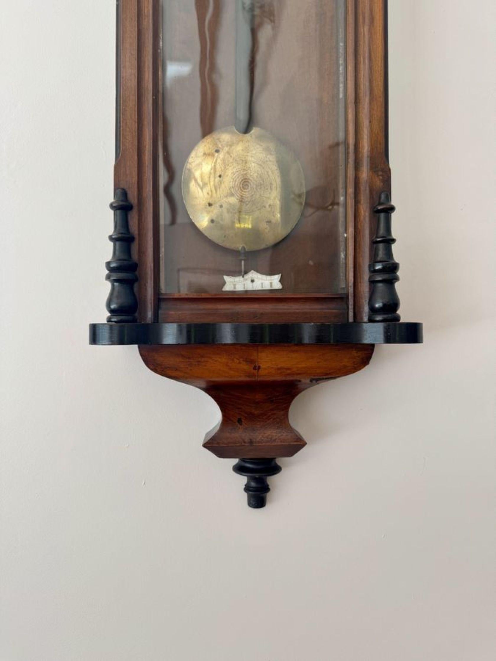 Walnut Fine quality antique Victorian walnut cased wall clock For Sale