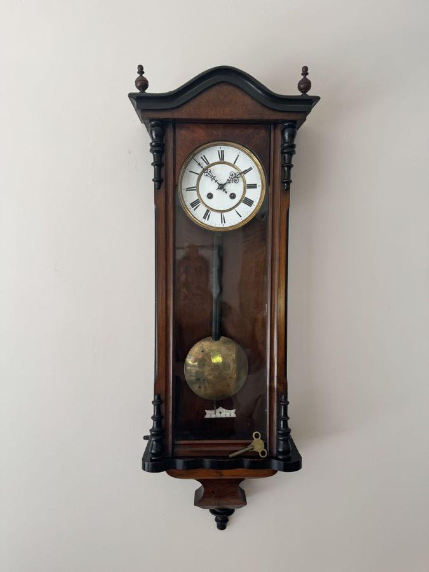 Fine quality antique Victorian walnut cased wall clock For Sale 1