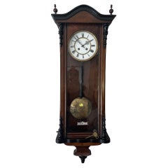 Reloj de pared antiguo victoriano con caja de nogal de gran calidad